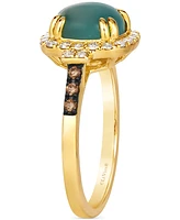 Le Vian Peacock Aquaprase (1-7/8 ct. t.w.) & Diamond (1/3 ct. t.w.) Cushion Halo Ring in 14k Gold