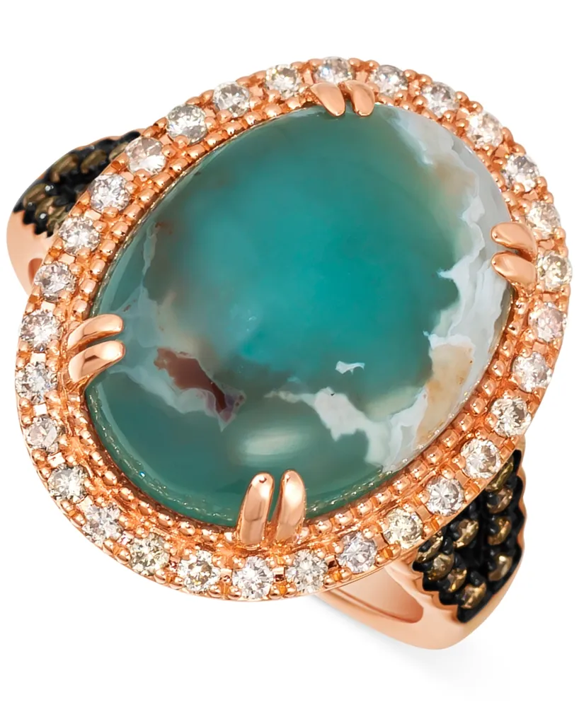 Le Vian Peacock Aquaprase (7-3/4 ct. t.w.) & Diamond (1/2 ct. t.w.) Halo Statement Ring in 14k Strawberry Gold