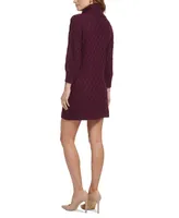 Jessica Howard Women's Cowlneck Diamond-Patterned Sweater Dress