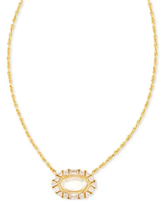 Kendra Scott Gold-Tone Elisa Crystal Frame Short Pendant Necklace, 16" + 3" extender