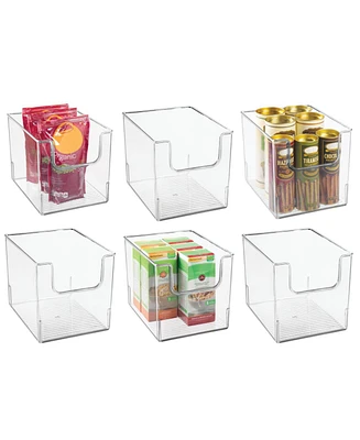 mDesign Kitchen Plastic Storage Organizer Bin with Open Front - 6 Pack - Clear, Usa Made