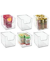 mDesign Kitchen Plastic Storage Organizer Bin with Open Front - 6 Pack - Clear, Usa Made
