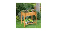 8 Grids Wood Elevated Garden Planter Box Kit with Liner and Shelf