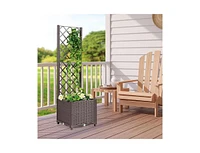 Raised Garden Bed with Trellis Planter Box for Climbing Plants -Brown