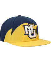 Men's Mitchell & Ness Gold, Navy Marquette Golden Eagles Sharktooth Snapback Hat