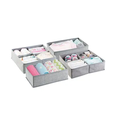 mDesign Kids Fabric Dresser Drawer, Closet Storage Organizer, Set of 2 - Gray