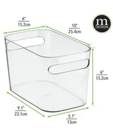 mDesign Deep Plastic Bathroom Storage Bin with Handles, 10" Long, 4 Pack - Clear