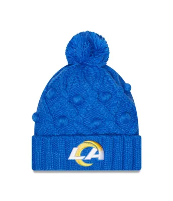 Women's New Era Royal Los Angeles Rams Toasty Cuffed Knit Hat with Pom