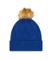 Women's New Era Royal Kansas City Royals Snowy Cuffed Knit Hat with Pom