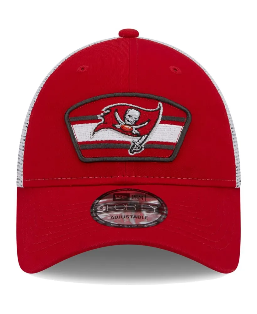 Men's New Era Red, White Tampa Bay Buccaneers Logo Patch Trucker 9FORTY Snapback Hat