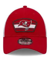 Men's New Era Red, White Tampa Bay Buccaneers Logo Patch Trucker 9FORTY Snapback Hat