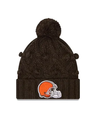 Big Girls New Era Brown Cleveland Browns Toasty Cuffed Knit Hat with Pom