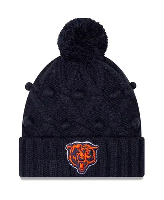 Big Girls New Era Navy Chicago Bears Toasty Cuffed Knit Hat with Pom