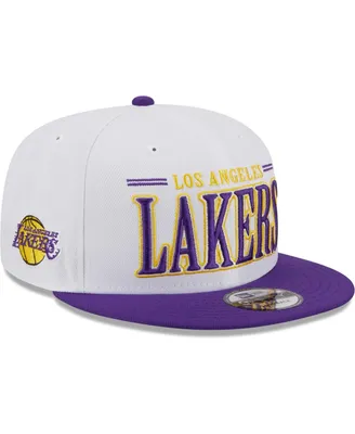 Men's New Era White Los Angeles Lakers Team Stack 9FIFTY Snapback Hat