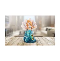 Fc Design 7"H Blue Tailed Youth Mermaid Girl Sitting in Ocean Shell Mergirl Statue Fantasy Decoration Figurine Home Decor Perfect Gift for House Warmi