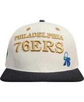Men's Cream, Black Philadelphia 76ers Album Cover Snapback Hat
