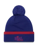 Men's New Era Blue Real Salt Lake Wordmark Kick Off Cuffed Knit Hat with Pom