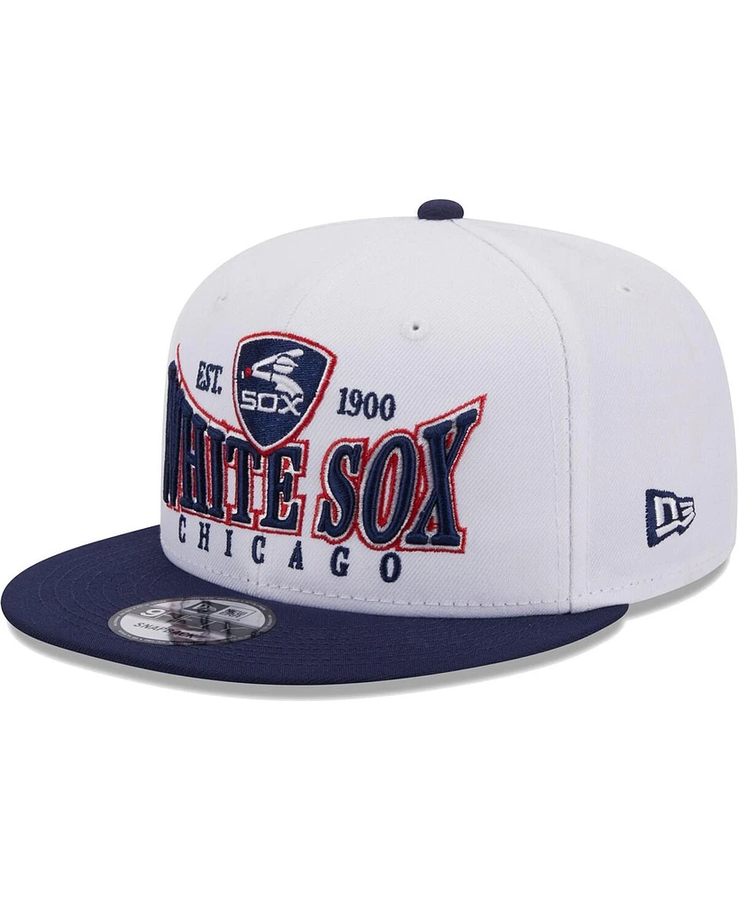 Men's New Era White, Navy Chicago White Sox Crest 9FIFTY Snapback Hat