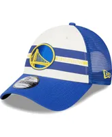 Men's New Era Golden State Warriors Royal Stripes 9FORTY Trucker Snapback Hat