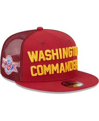 Men's New Era Burgundy Washington Commanders Stacked Trucker 9FIFTY Snapback Hat