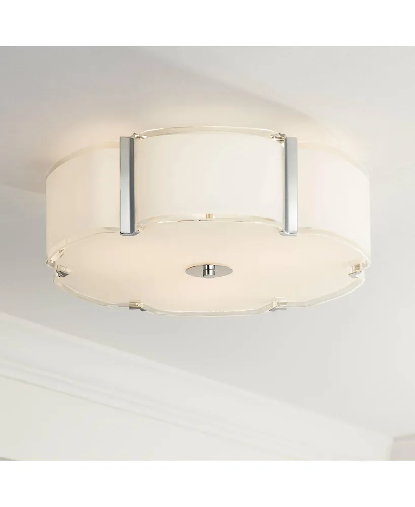 Possini Euro Design Flair Modern Ceiling Light Flush-Mount Fixture 16 3/4" Wide Chrome 3