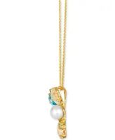 Le Vian Ombre Multi-Gemstone (2-1/3 ct. t.w.), Vanilla Pearl (6mm), & Vanilla Diamond Accent Adjustable 20" Pendant Necklace in 14k Gold