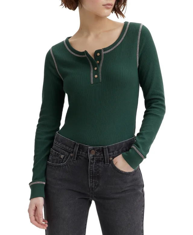 Lucky Brand Women's Long-Sleeve Knit Henley Top - Macy's