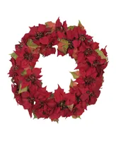 Kurt Adler 24" Unlit Poinsettia Wreath