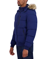 Nautica Men's Zip-Front Bomber Jacket with Faux Fur Hood