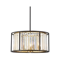 Possini Euro Design Brenna Bronze Gold Small Pendant Chandelier 20" Wide Modern Clear Crystal Drum Shade 5-Light Fixture Dining Room House Foyer Entry