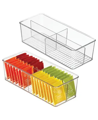 mDesign Plastic Extra Wide Divided Organizer Box for Kitchen/Cabinet
