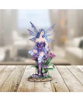 Fc Design 10"H Purple Fairy Sitting on Flower Statue Fantasy Decoration Figurine Home Decor Perfect Gift for House Warming, Holidays and Birthdays