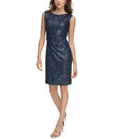 Jessica Howard Petite Sequin Draped-Back Sheath Dress