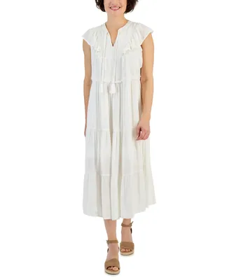 Style & Co Women's Ruffled Shine Midi Dress, Created for Macy's