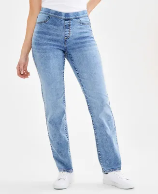 Style & Co Women's Mid-Rise Pull-On Straight-Leg Denim Jeans, Created for Macy's