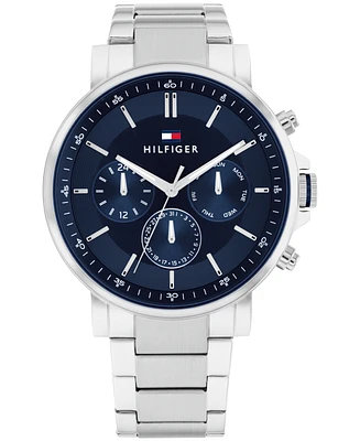 Tommy Hilfiger Men's Multifunction Silver-Tone Stainless Steel Watch 43mm