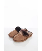 Furniq Uk Women's Sheepskin Slip-on, Mouse Suede with Multicolor Wool