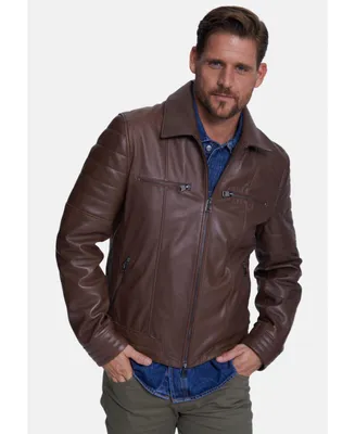 Furniq Uk Men's Fashion Leather Jacket, Nappa Chocolate Brown