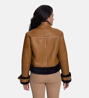 Furniq Uk Women's Fashion Jacket, Tan With Black Wool