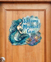 Designocracy Holiday Door Decor Wooden Welcome Sign Welcome to Mermaid Cave G. DeBrekht