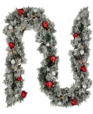 Northlight 9' x 12' Pre-Lit Snowy Bristle Pine Artificial Christmas Garland, Clear Lights