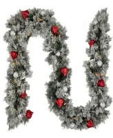 Northlight 9' x 12' Pre-Lit Snowy Bristle Pine Artificial Christmas Garland, Clear Lights