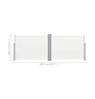 vidaXL Retractable Side Awning Cream 39.4"x393.7"