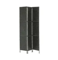 vidaXL 3-Panel Room Divider Black 45.7"x63" Water Hyacinth