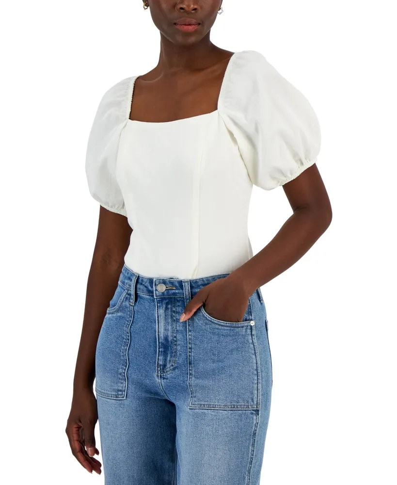 Puff Sleeve Square Neck Bodysuit