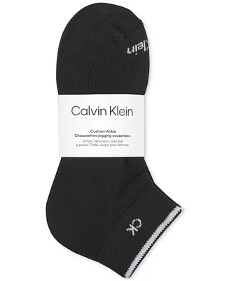 Calvin Klein Women's 6-Pk. Solid Cushion Quarter Socks