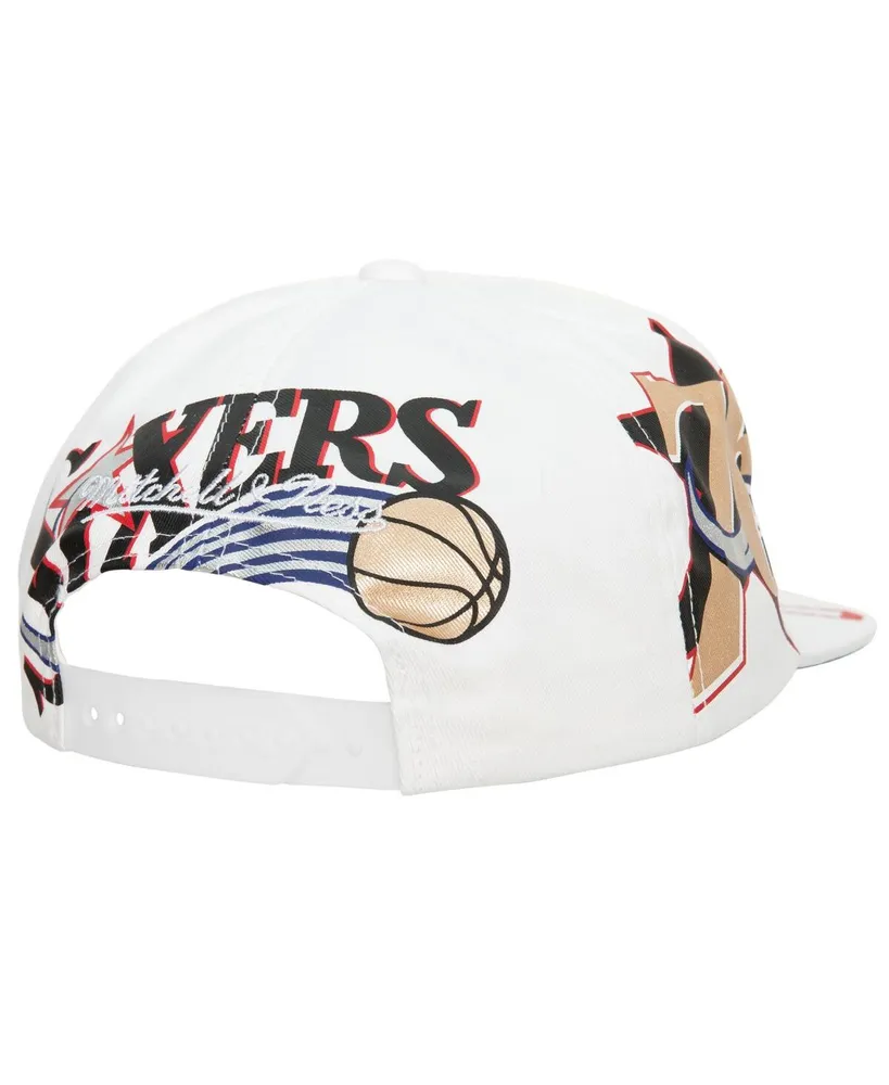 Men's Mitchell & Ness White Philadelphia 76ers Hardwood Classics In Your Face Deadstock Snapback Hat