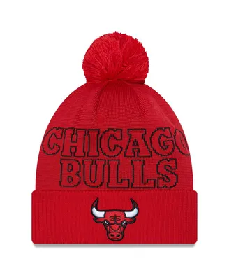 Men's New Era Red Chicago Bulls 2023 Nba Draft Cuffed Knit Hat with Pom