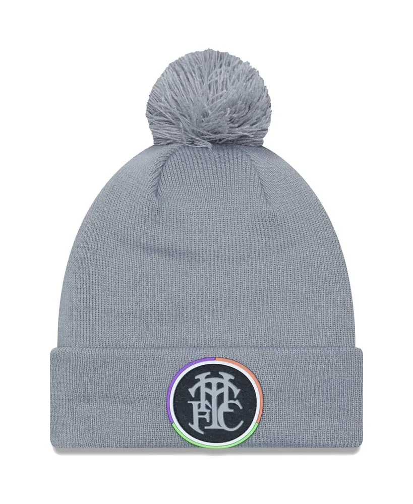 Men's New Era Gray Tottenham Hotspur Flock Cuffed Knit Hat with Pom