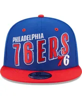 Men's New Era Royal, Red Philadelphia 76ers Stacked Slant 2-Tone 9FIFTY Snapback Hat